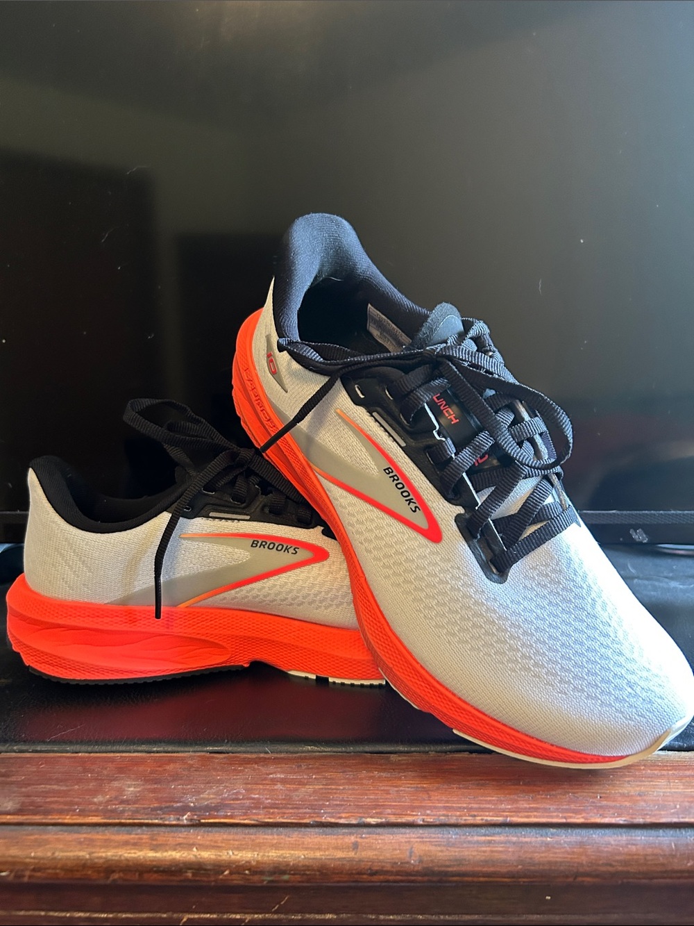 Brooks White Running Shoes with Vibrant Orange Accents DnA 10 size 7.5